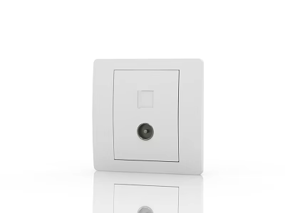 White Wall Socket Electrical Appliance For Home Daily Use With TV And Network Ports 3d model