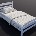 Simple White Wooden Single Bed With Quilted Bedspread And Pillow Design