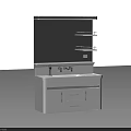 Modern White Bathroom Vanity Cabinet With Mirror And Storage Drawers