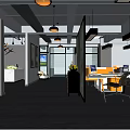 Modern Public Office Interior Design With Open Layout Desks Chairs Computers And Pendant Lights