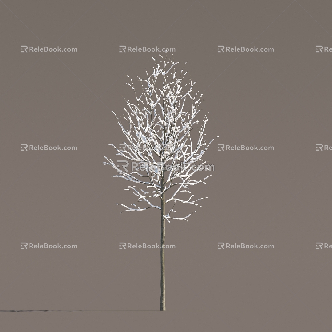 Winter Snow Scene Plants Snow Trees Snow Trees Arbor Small Trees Landscape Trees Dead Branches 3d model