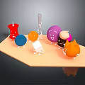 Colorful Cartoon Characters and Creatures with Smiling Faces and Various Shapes on Light Platform