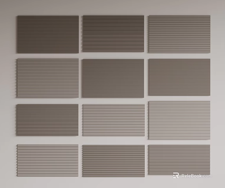 Brown Tone Wall Paneling Collection With Various Textures And Different Designs 3d model 