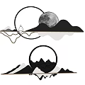 Modern Minimalist Wall Lamp With Mountain Moon Design And Circular Ring Lighting 3d model