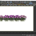 Vibrant Outdoor Shrubs with Purple and Pink Flowers in a Row