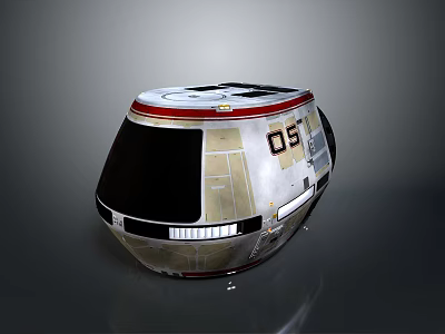 Metallic Spherical Object With 05 Marking Red And Silver Stripes 3d model