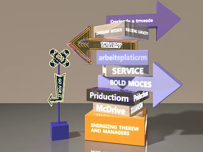 Swing Door With Stacked Text Blocks And Arrow Elements For Service Spaces 3d model