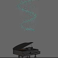 Stylish Grand Piano with Colorful Art Brushes and Acrylic Paints in Bright Studio