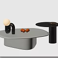 Modern Coffee Table Design With White Black Surfaces And Decorative Elements 3d model