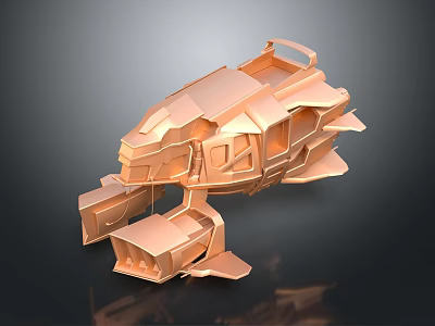 Futuristic Copper Colored 3D Mechanical Structure With Geometric Shapes And Metallic Texture 3d model