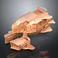 Futuristic Copper Colored 3D Mechanical Structure With Geometric Shapes And Metallic Texture 3d model