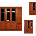 Combination Wooden Bookcase With Glass Doors Storage Cabinets And Drawers