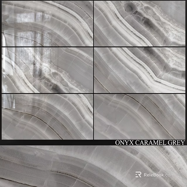 Onyx Caramel Grey Natural Stone Tiles With Veined Texture For Decoration 3d model 