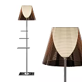 Modern Contemporary Floor Lamp With Striped Brown Cream Shade And Metal Stand