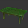 Vintage Wooden Table Featuring Worn Distressed Top And Sturdy Wood Legs