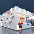 Jinke Modern White Exhibition Booth Featuring Stylish Structure And Display Areas 3d model