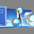 Popular Photo Spot With Blue Door Frame Transparent Spheres And Blue Sky Background