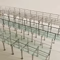 Modern Glass Boardwalk with Sturdy Metal Railings and Transparent Panels