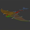 Brown Dragon With Spread Leathery Wings On Gray Gradient Background 3d model