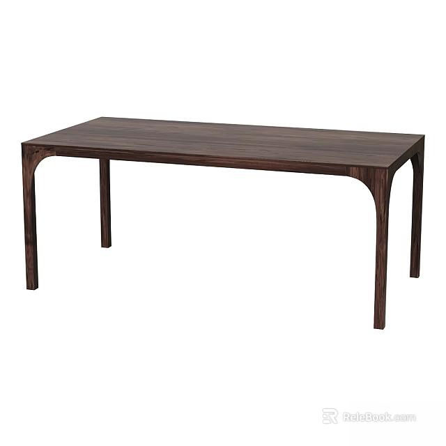 Modern Walnut Dining Table With Curved Legs And Rectangular Top 3d model