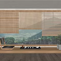 New Chinese-style Roller Bamboo Shutter 3d model