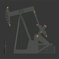 Industrial Oil Pumpjack Equipment with Gray Structure and Orange Mechanical Arm and Support Frame