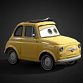 Small Yellow Car With Big Eyes In Cartoon Animated Style And Cute Look