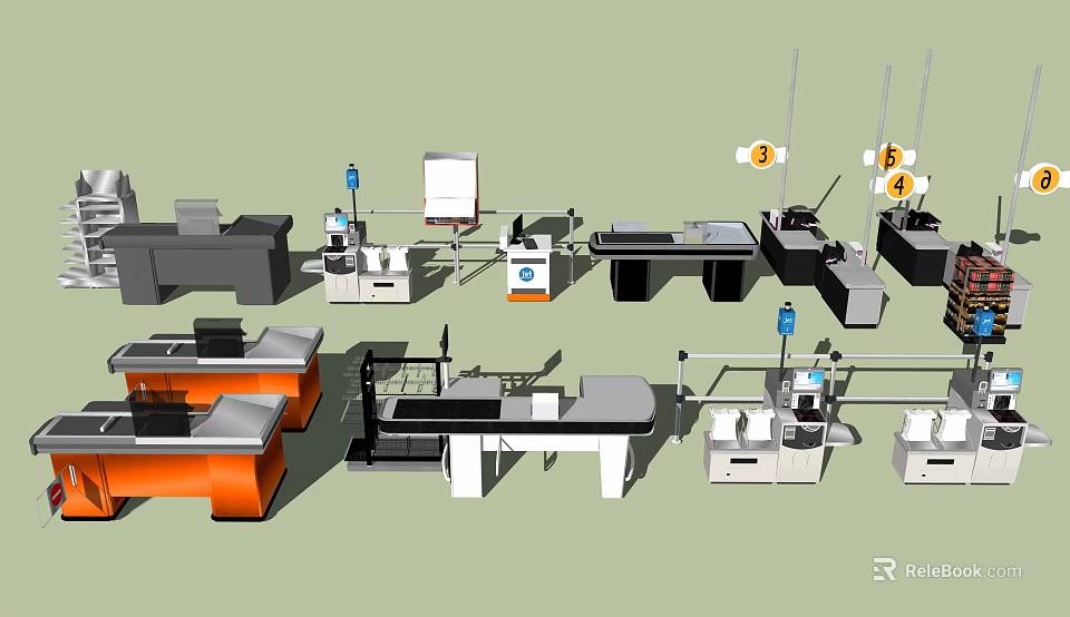 Variety of Modern Reception Desk Designs With Different Styles And Colors 3d model 