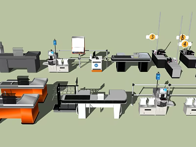 Variety of Modern Reception Desk Designs With Different Styles And Colors 3d model