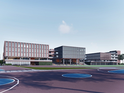 Modern nine-year school teaching building 3d model