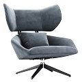 Modern Gray Velvet Accent Chair With Soft Pillow Swivel Metal Base Comfortable Design