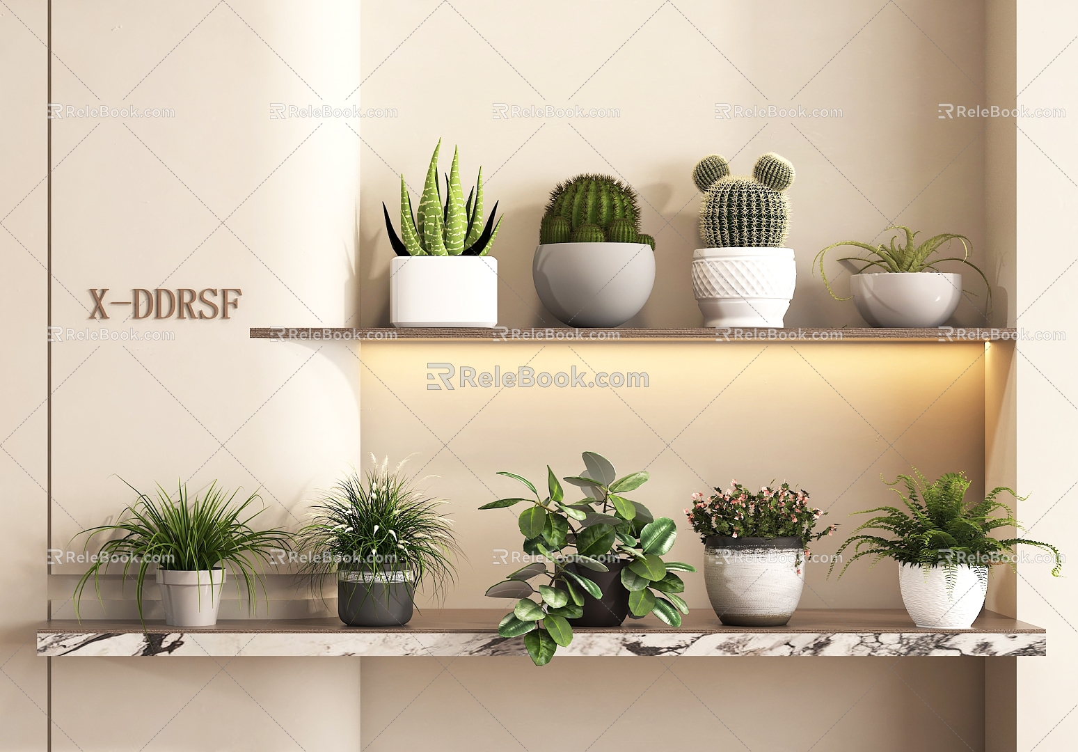 Green Plant Potted Plant Green Plant Small Potted Balcony Plant Aloe Cactus Flower Pot 3d model