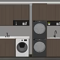 Modern Laundry Room Design With Washing Machine Dryer Cabinets And Sink