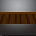 Red Wooden TV Stand with Vertical Slat Design and Metal Handle on Black Slender Legs