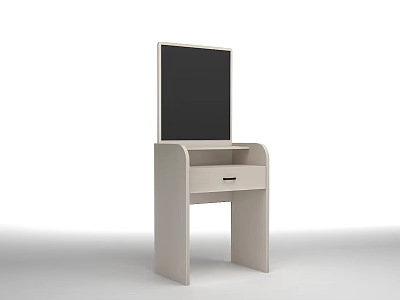 Modern Minimalist Dressing Table With Vertical Mirror Single Drawer And Light Finish 3d model