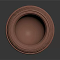 Brown Terracotta Decorative Pot With Textured Rim And Ornate Base Design