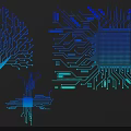 Detailed Circuit Board Design Featuring Tree Shaped Patterns And Microchip Elements 3d model