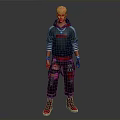 Man With Pink Hair Wearing Gray Hoodie Red Accented Black Ripped Pants Red Shoes Gloves