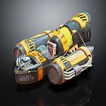 Sci Fi Mechanical Device With Yellow Gray Cylindrical Structures And Detailed Components 3d model