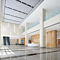Modern Hall Civic Service Center Lobby Front Desk Elevator 3d model
