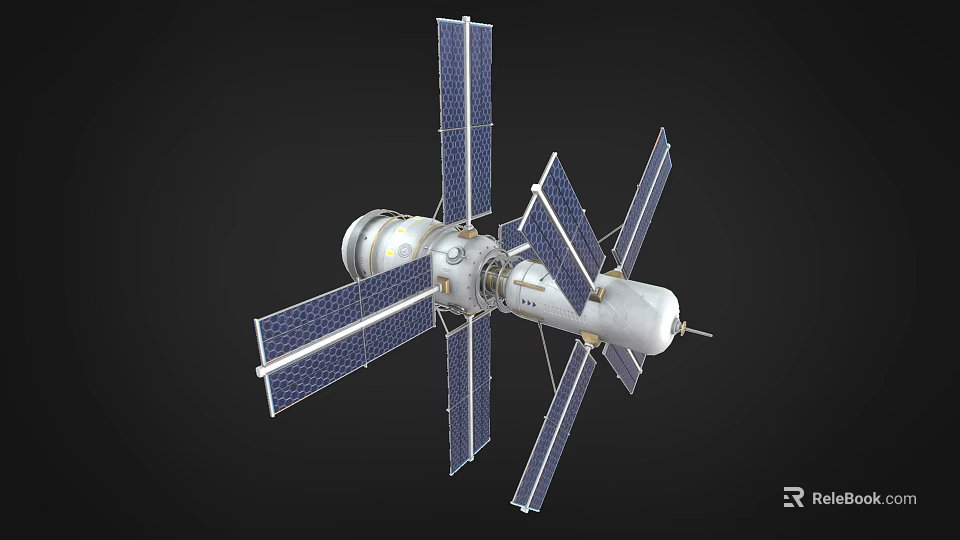Orbital Space Station Structure With Solar Panels And Modules 3d model 