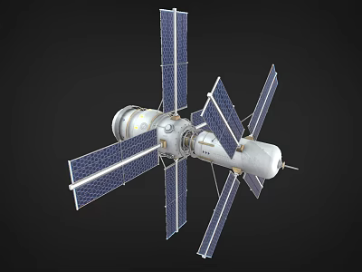 Orbital Space Station Structure With Solar Panels And Modules 3d model