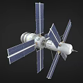 Orbital Space Station Structure With Solar Panels And Modules