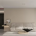 Modern Open Dining and Living Room Interior With Minimalist Marble Countertop And Grey Floor