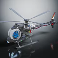 Detailed Helicopter Model Featuring Rotor Blades And Transparent Cockpit Design