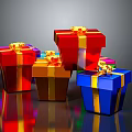Colorful Gift Boxes With Golden Bows As Decorative Daily Life Supplies