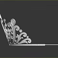 Silver Household Decorative Crown With Intricate Patterns Gemstone Decorations And Reflection On Surface 3d model