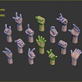 Modern hand gestures Various gestures Palm 3d model