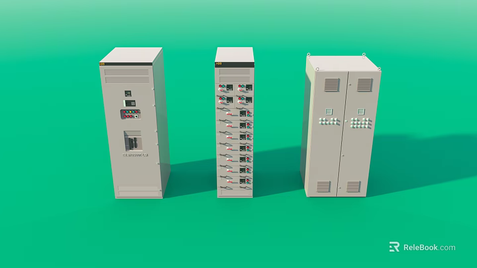 Fire Equipment Control Cabinets With White Design Multiple Panels And Functional Doors 3d model 