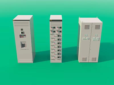 Fire Equipment Control Cabinets With White Design Multiple Panels And Functional Doors 3d model